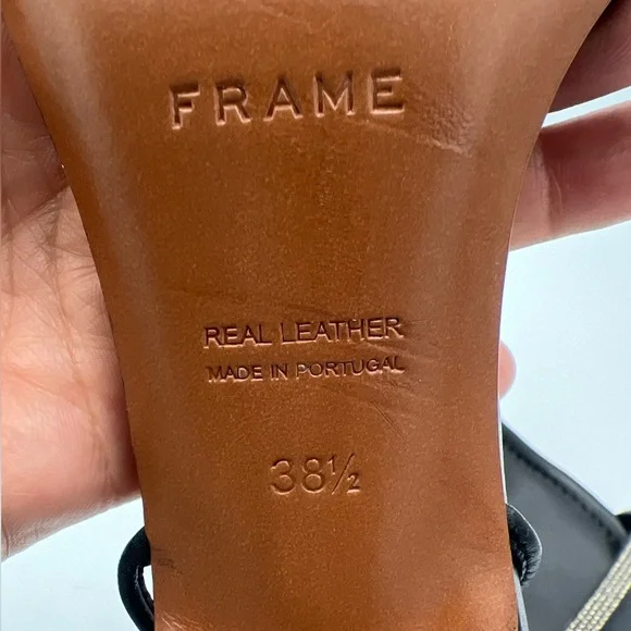 FRAME Le Ozzie Ankle Tie Sandal Black Leather Women’s SZ EU38.5  MSRP $468 - Picture 14 of 15